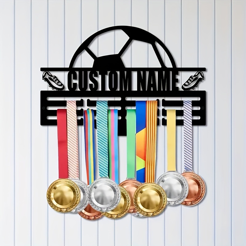 

Personalized Metal Award Hanger With Custom Name - Decorative Artistic Medal Display Stand For Sports Trophies - Creative Wall Decoration