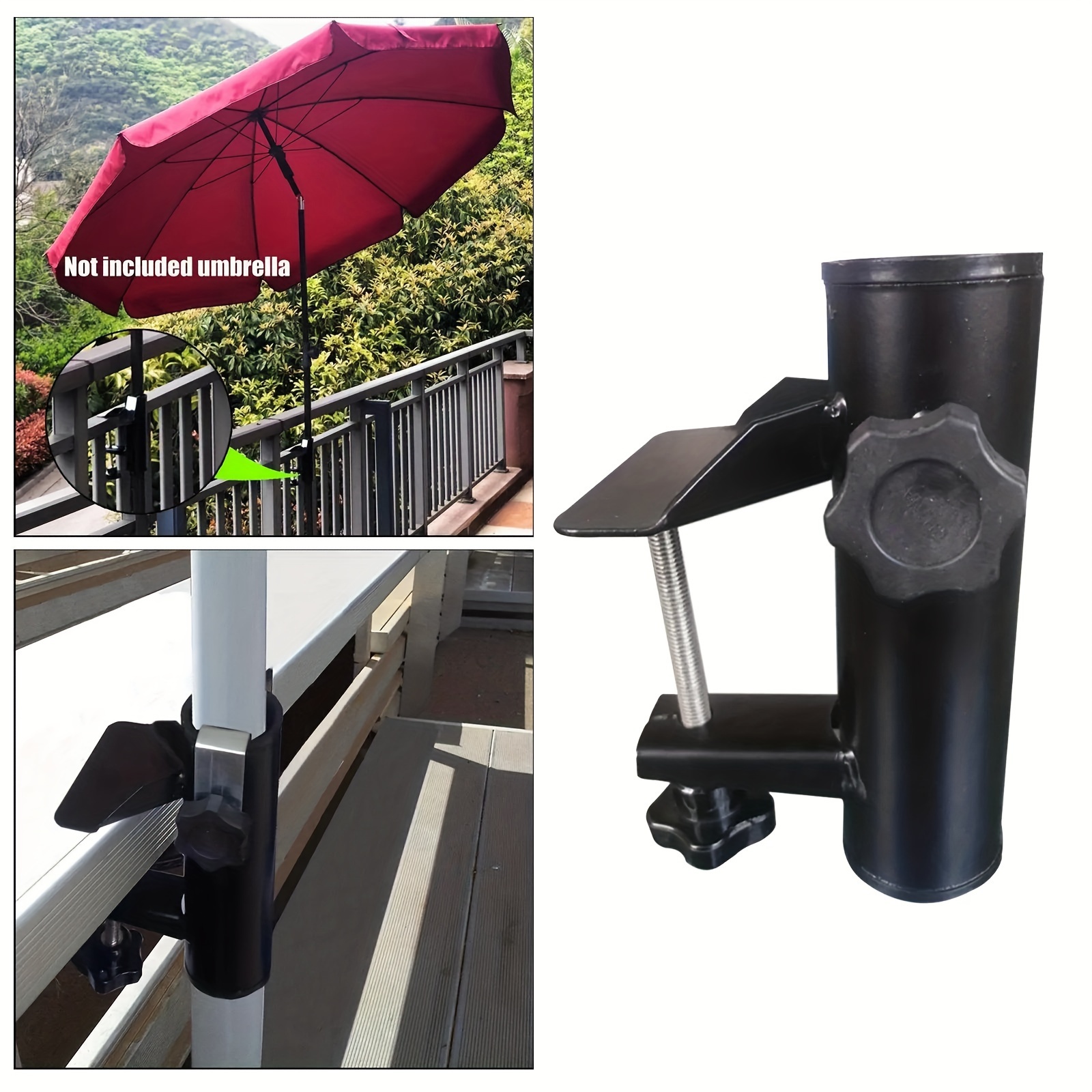 

Sturdy Iron Outdoor Umbrella Stand With Adjustable Clamp