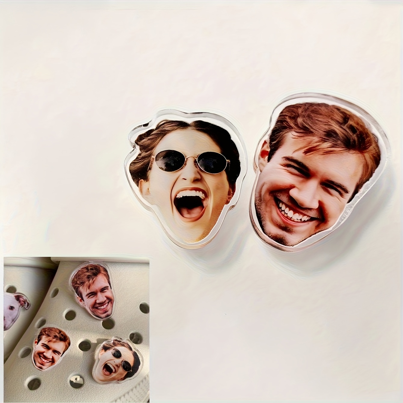 Image of 1pc Custom Acrylic Shoe Ornament - Personalized Photo And Logo Decoration For Clogs, Flip-flops, And - Unique Birthday Gift, Graduation Present