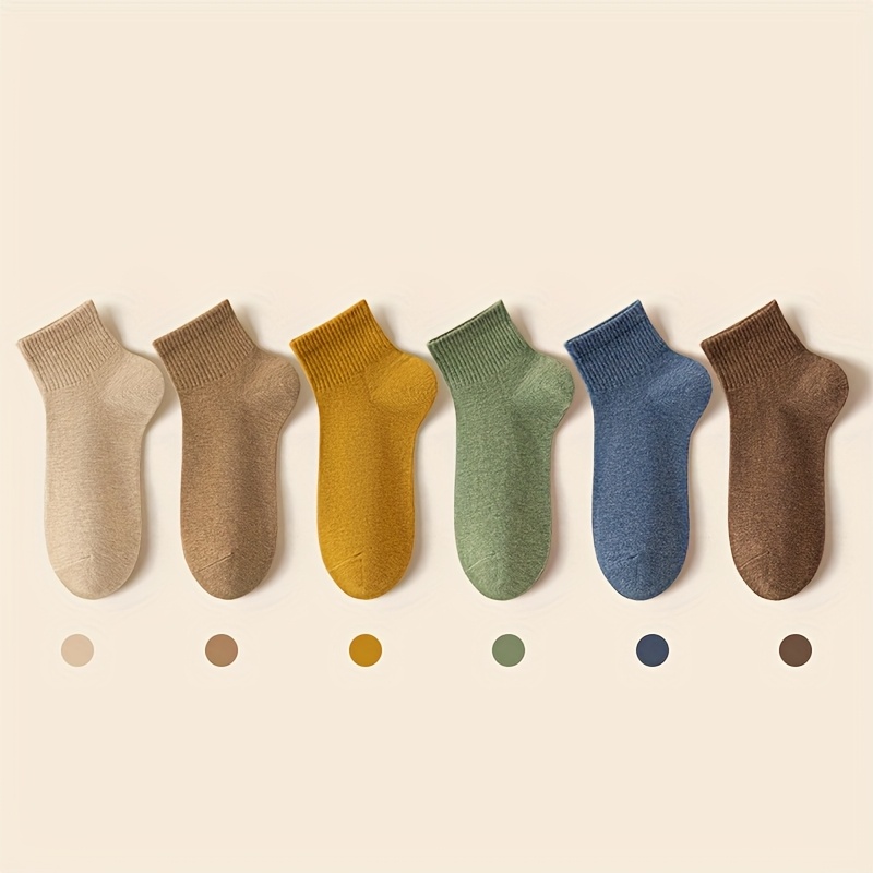 Image of 6 Pairs Of Socks, 's Socks, Autumn, Spring And Autumn Low Cut Short Tube Breathable Women's Mid Tube Socks