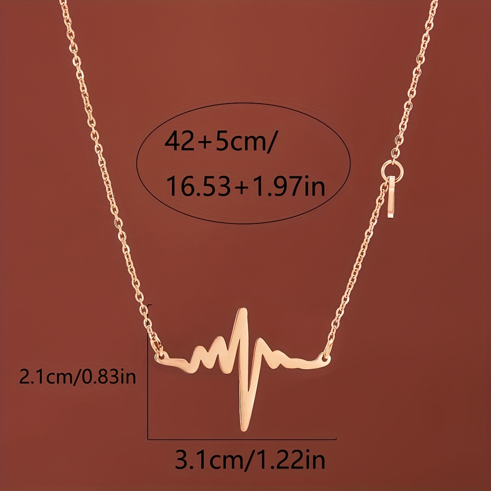 An Elegant And Minimalist Stainless Steel Heart-Shaped ECG Pendant Necklace for Women, Perfect for Valentine'S Day