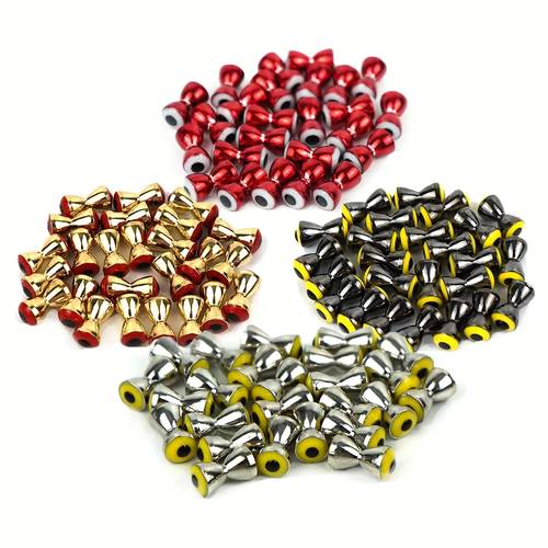 item picture 4 6 3mm 25pcs fly fishing head with eyes brass dumbbell shaped realistic fly tying materials lure jig resistant