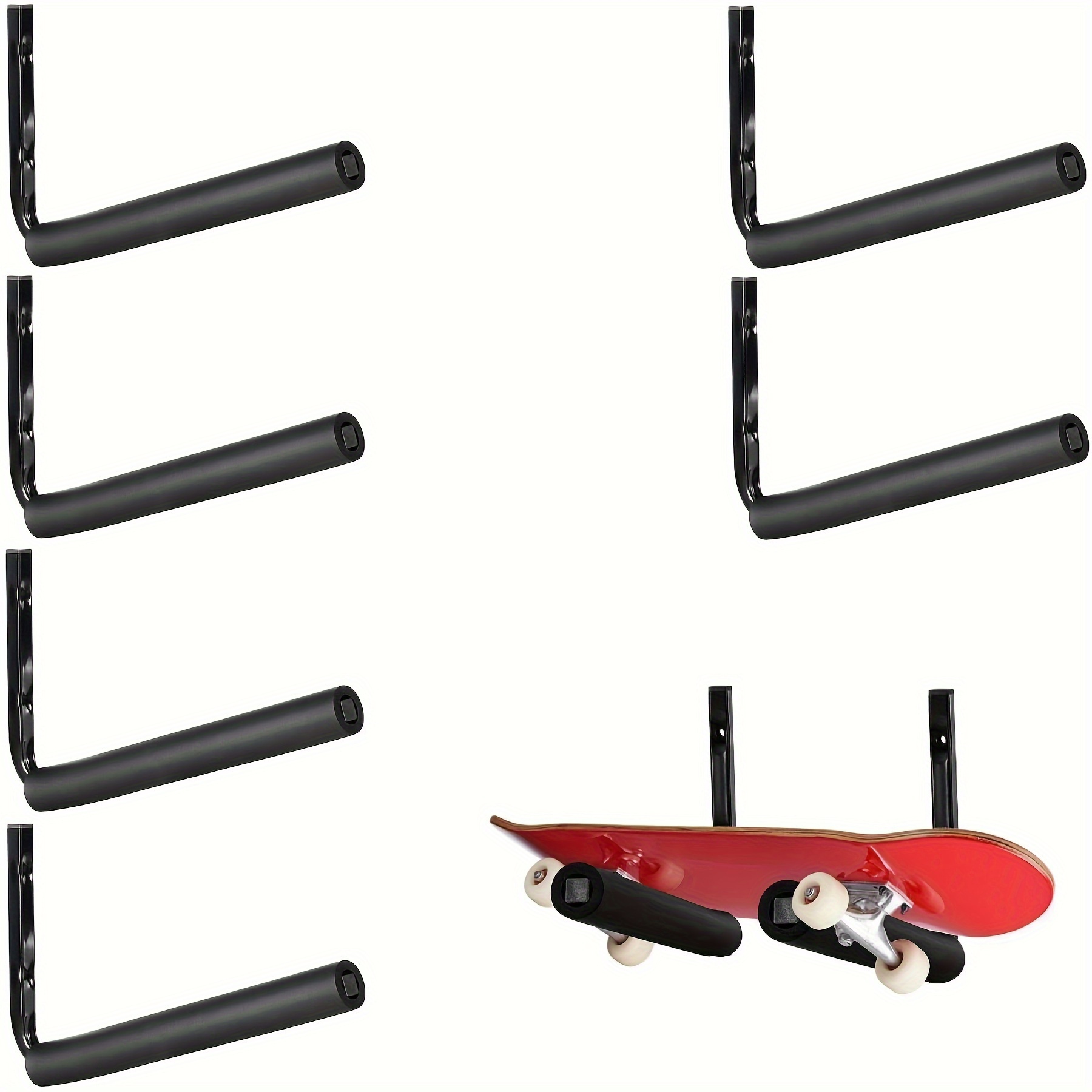TEMU 6 Stück/Set, Skateboard-Wandhalterung, Skateboard-Display-Organizer, Skateboard-Halter Für Snowboards, Scooter & Longboard