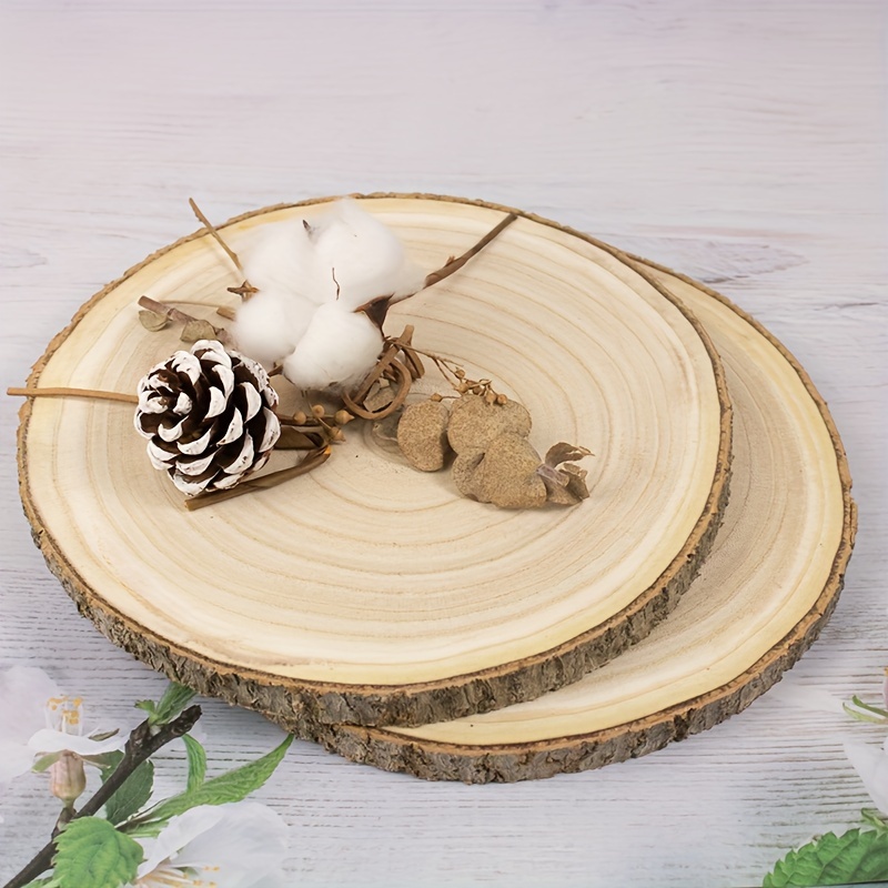 Image of 2pcs Of 7-8 Inch Natural Wood Slices, Smooth And Rustic Unfinished Wood Slices, For Crafts, Art, Wedding Decorations, Christmas, Decorative Table Centerpiece Wood Slices