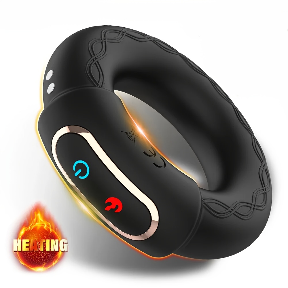Men'S Vibrating Ring Lock Sperm Ring 9 Frequency Vibration Function Heating Ring USB Charging Easy to Clean