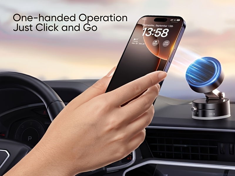 vacuum magnetic phone holder suitable for home car kitchen bathroom stable and secure modern phone stand universal   clip for all models hands free driving safety details 1