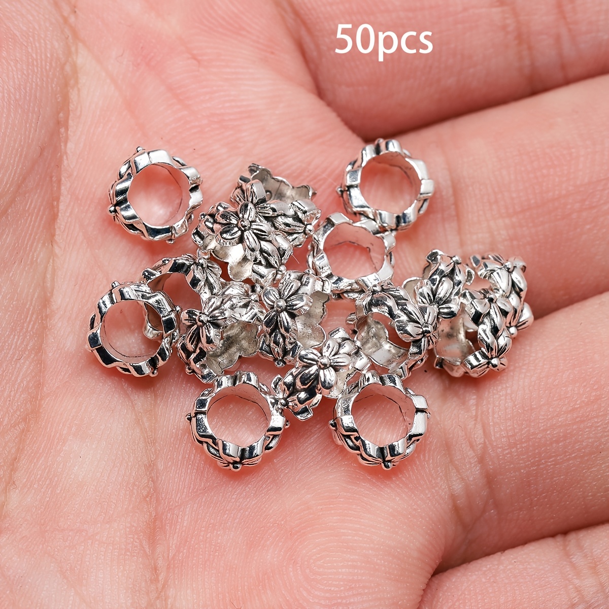 TEMU 100pcs Of Flower-shaped Large-hole Spacer Beads, Making - The For Bracelet And Necklace Handmade Accessories