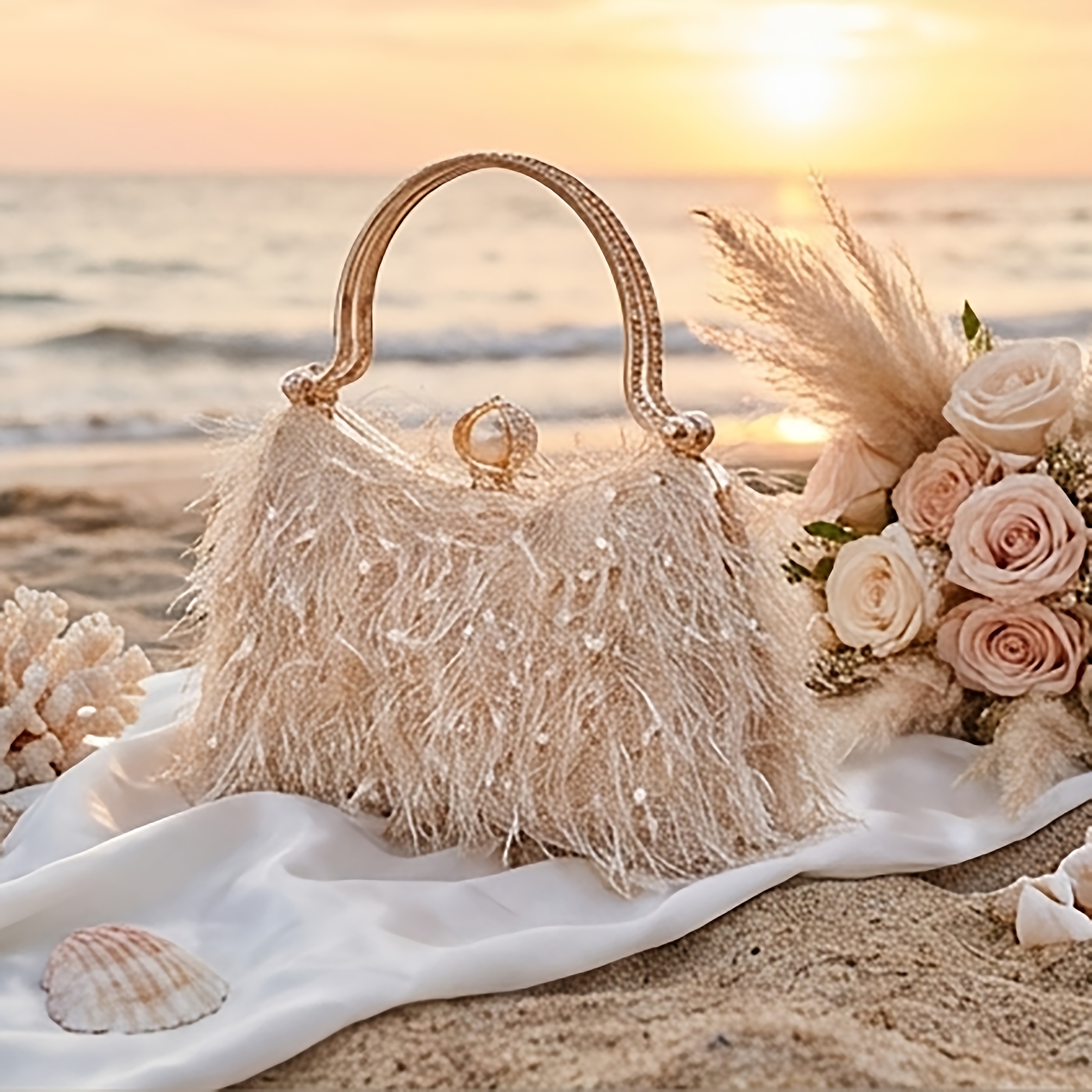 TEMU New European And American Fashionable Elegant Stylish Evening Clutch For Women, Handmade Evening Bag, Ladies' Tote, Clutch For Formal Events,