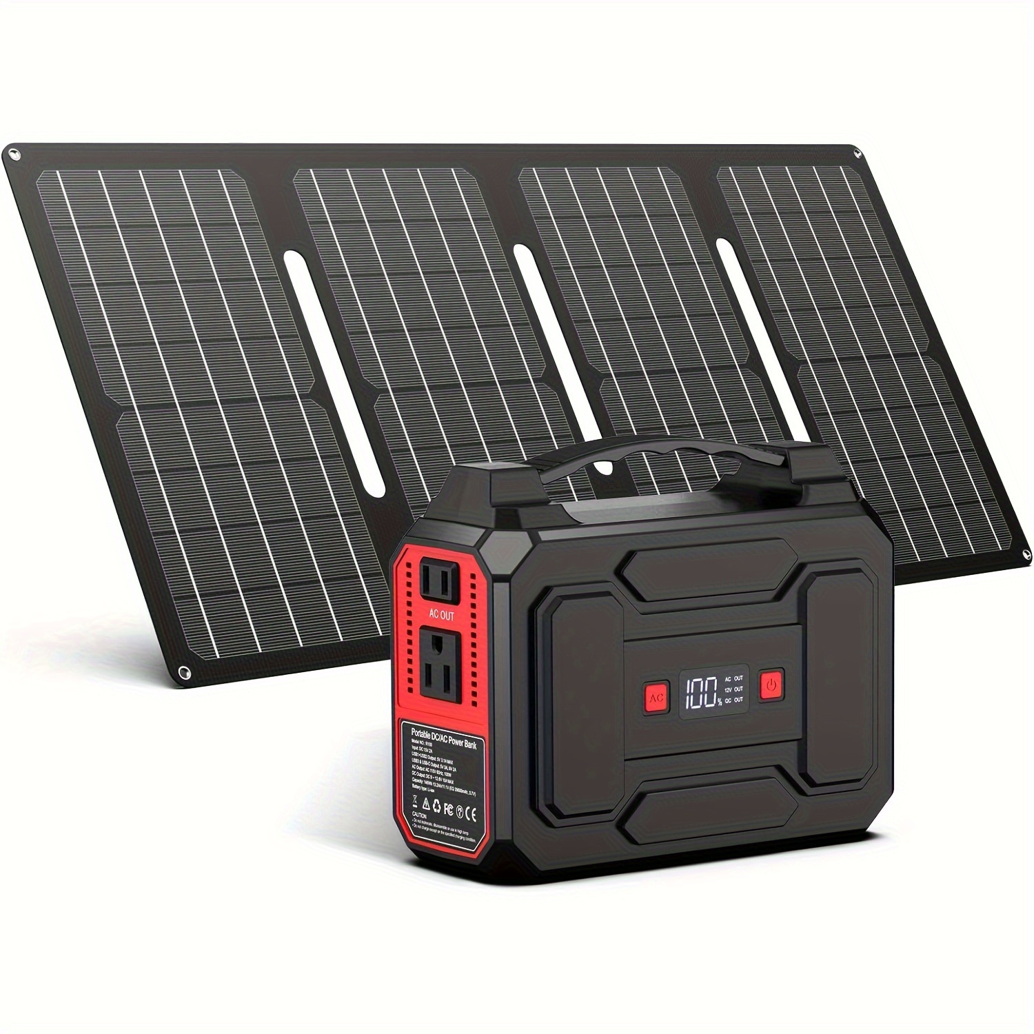 

100w 146wh Portable Power Station With 40w Foldable Solar Panel Charger, Portable Laptop Bank Solar Generator With Ac 110v Usb Usb-c And Led Light For Outdoor Camping Traveling Rv Trip Home Emergency