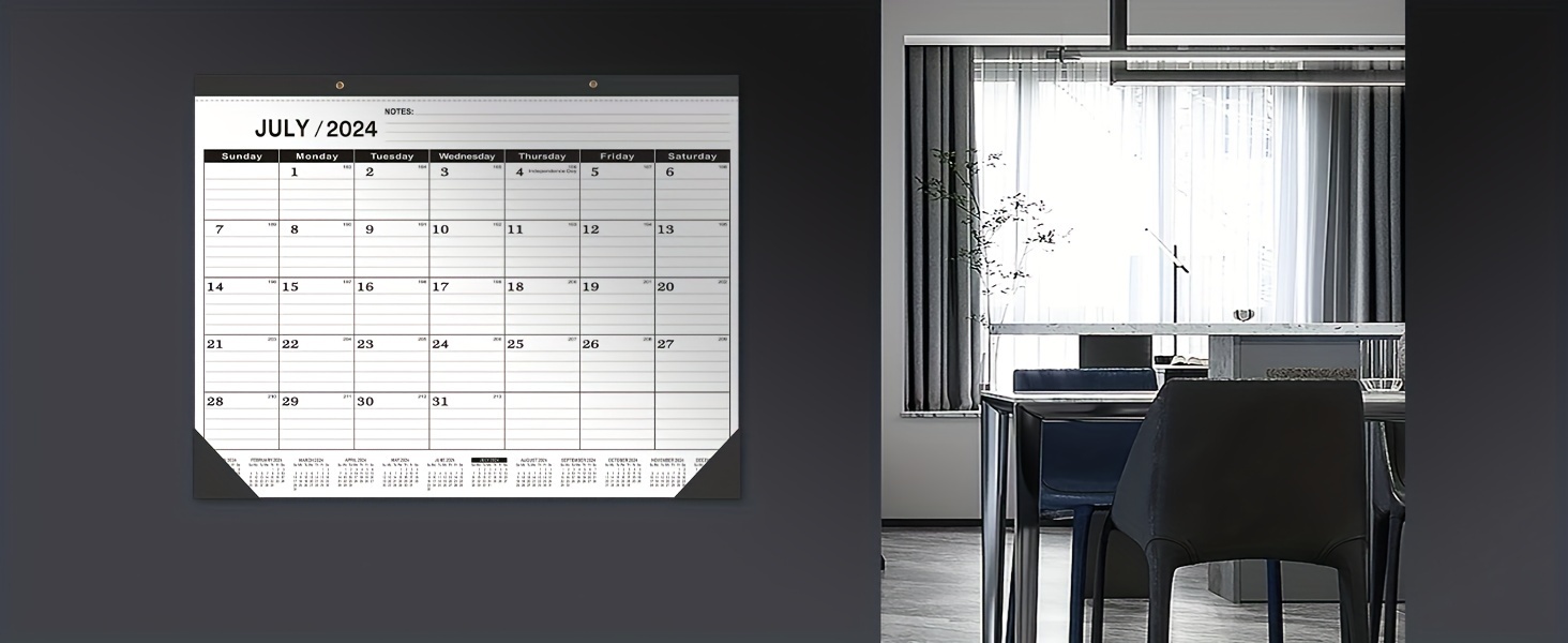Extra Large 2024 2025 Desk Calendar List Black Monthly View - Temu