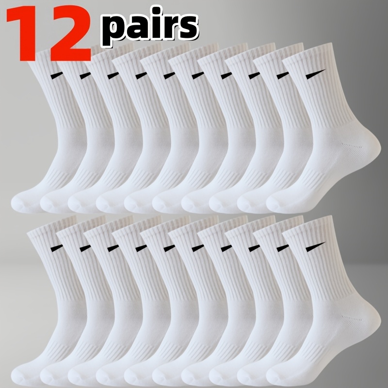 TEMU 168-needle Knitting Craft, 12-pair Pc High-elastic Waistband Men's Sweat-absorbing Breathable Outdoor Socks, Suitable For , Comfortable And