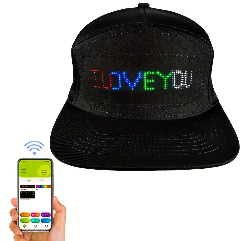 

Wireless Led Sports Hippie Flat Brim Baseball Cap - 5x36 Pixels, Programmable With Smart App Connected, Message Scrolling Led Display, Rechargeable - For Outdoor Activities, Party, Camping, Gifts