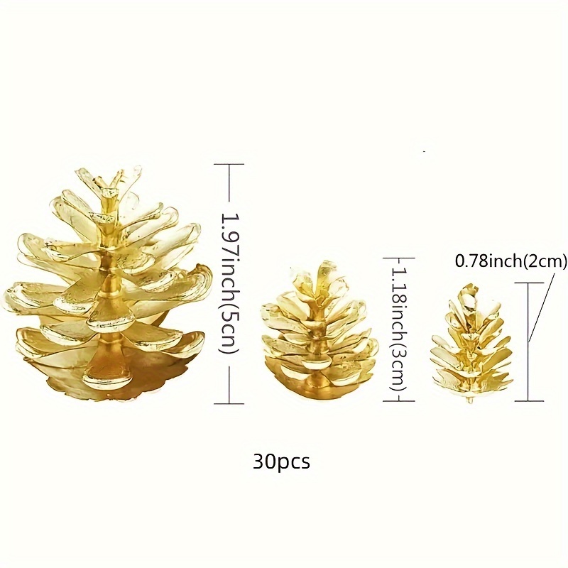 Image of 15/30pcs Plastic Artificial Pine Cones | Small Golden Pinecones Ornaments | Christmas Pine Cones Bulk For Crafts | Holiday Garland Wreath Decor | Room Decor