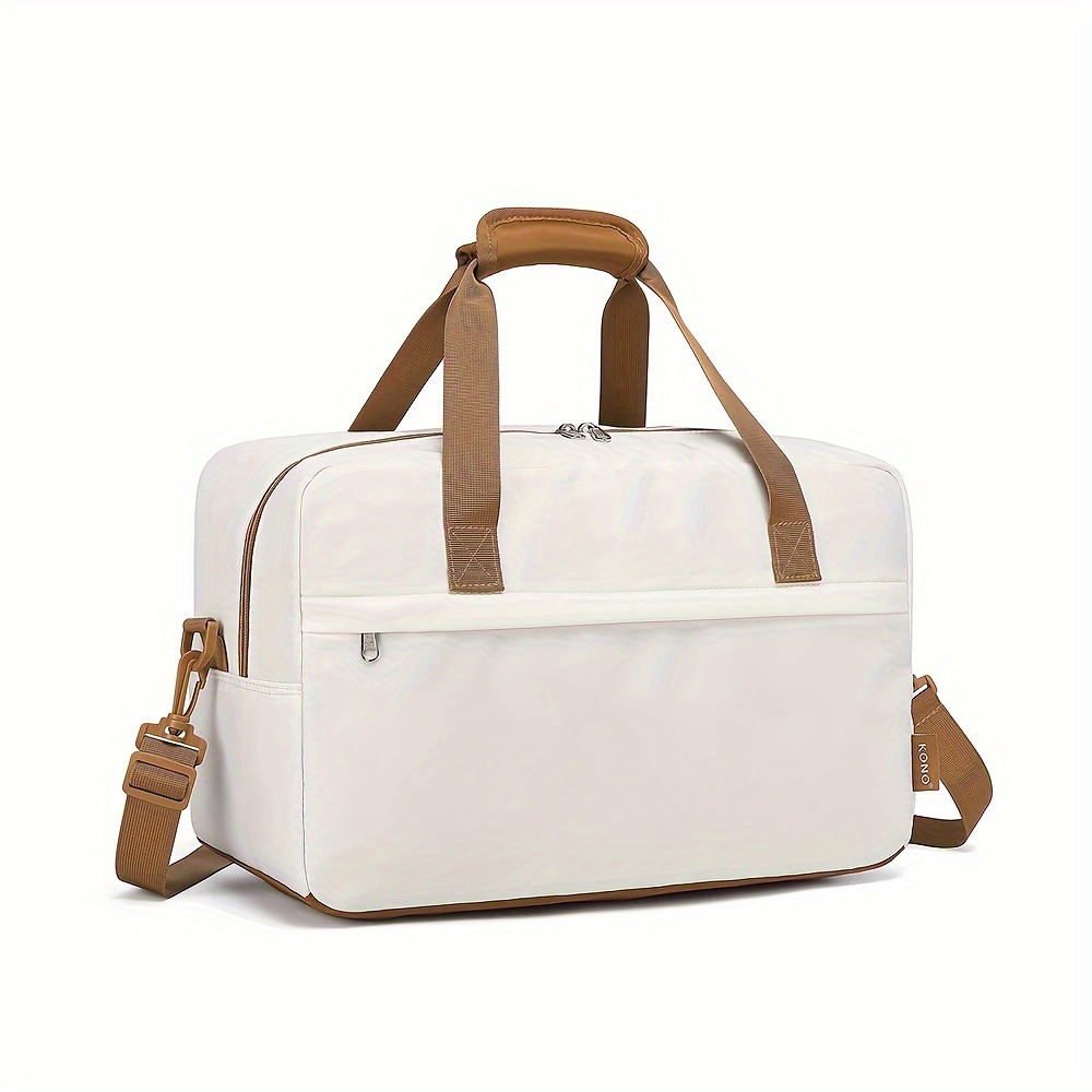 

20l Travel Bag, Carry-on Compatible With Laptop Sleeve, Oxford Fabric, Gym & , Cream