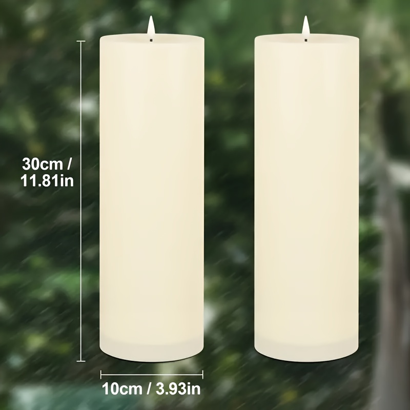 Velas de Plástico LED Sin Llama con Temporizador para Exteriores, Adecuadas para Decoraciones de Halloween y Navidad, Faroles Festivos, 2 piezas