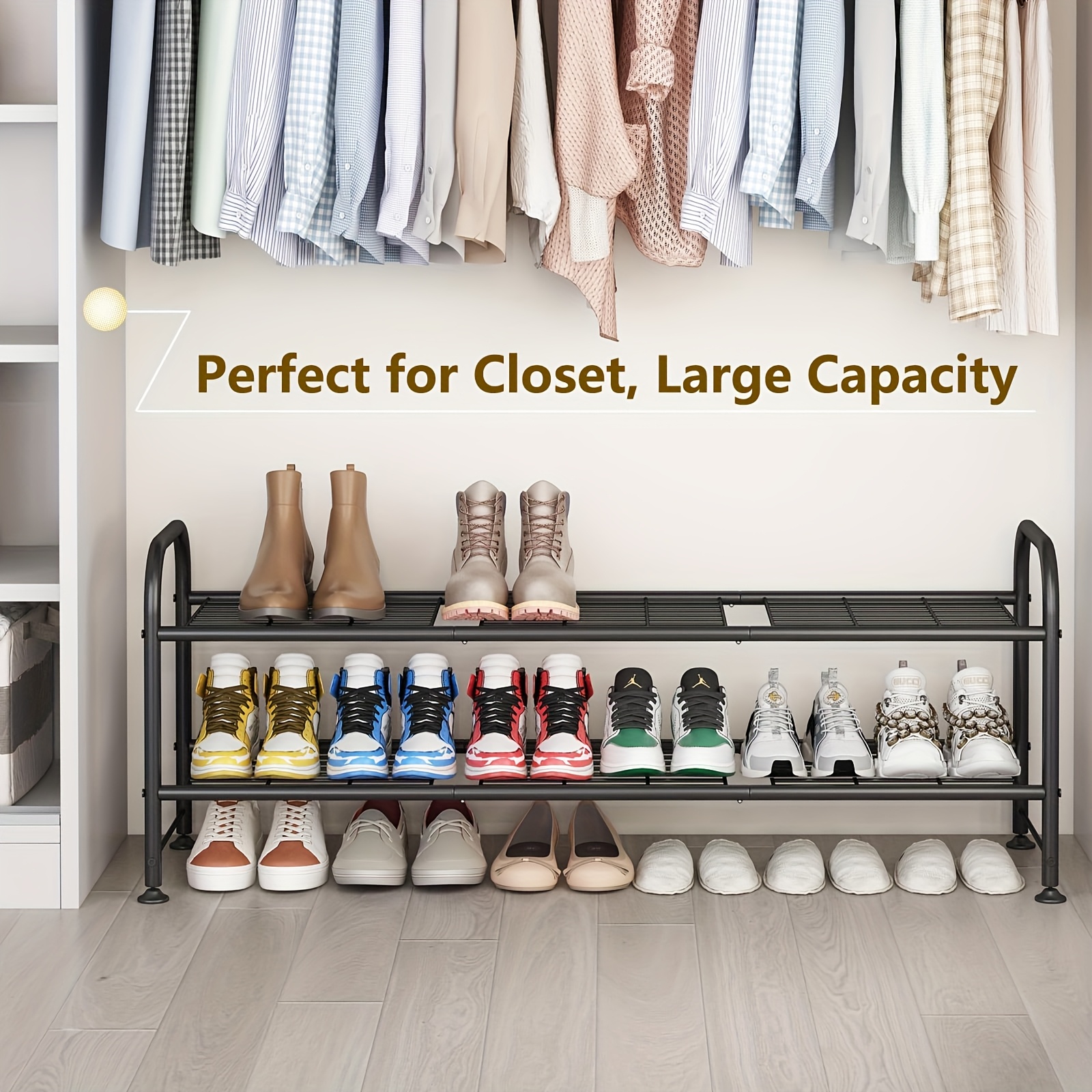 shoe rack long 2 3 4 tier shoe storage organizer metal wide - Temu