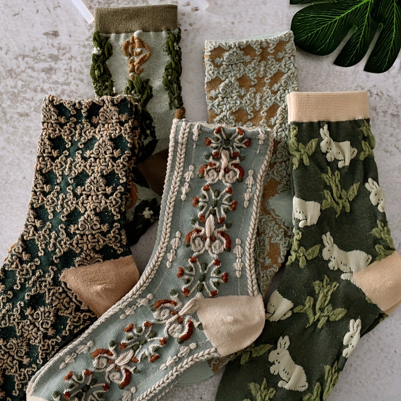 10 pairs of women's floral -calf socks | Free Shipping On Items Shipped From Temu | Temu