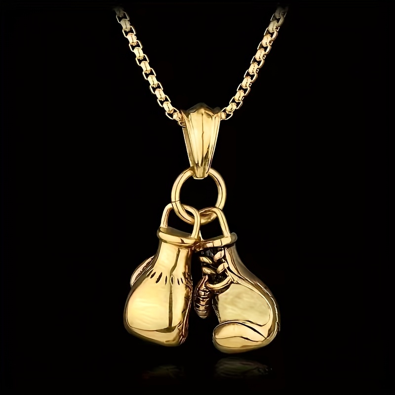 Image of A Stylish Punk-style Hip-hop Boxing Glove Pendant Necklace For Men, Perfect For Men's Holiday Parties.