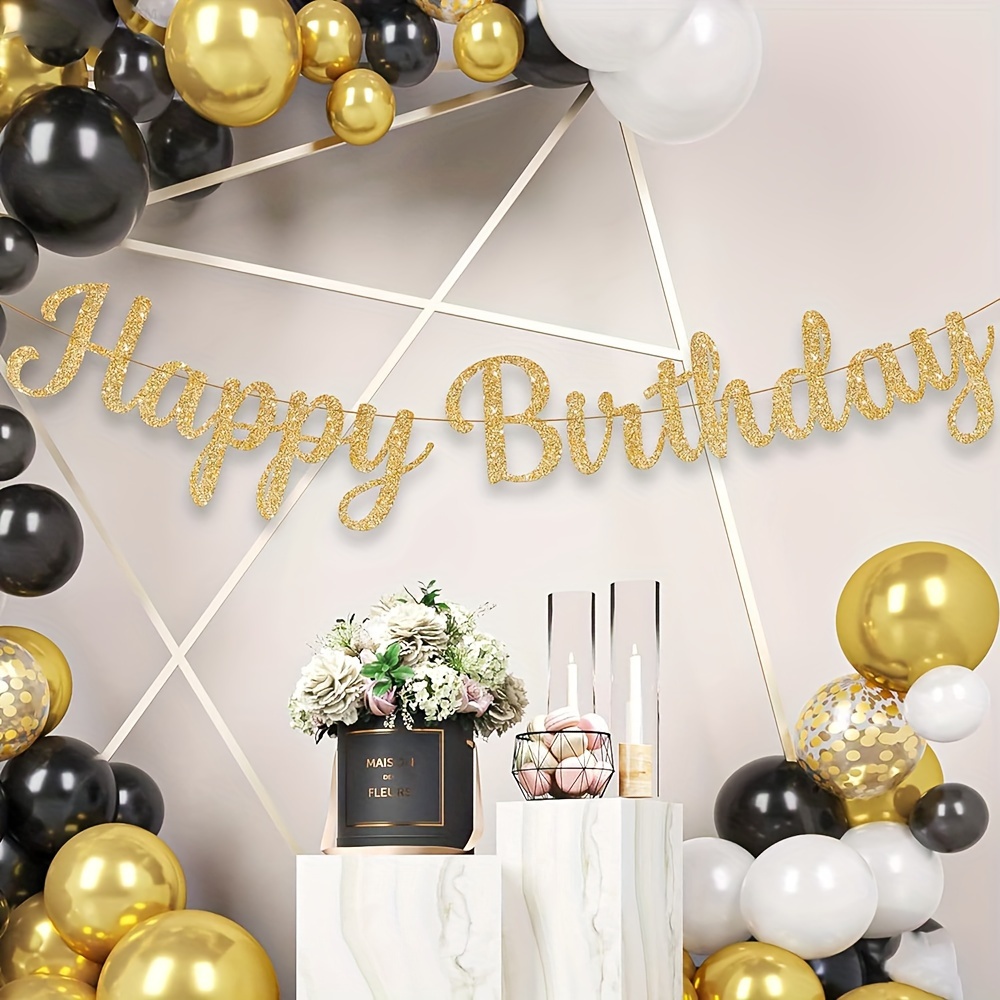 KatchOn Shiny Rose Gold Happy Birthday Banner - 10 Feet Pre-Strung, No DIY, Sturdy Cardstock For Parties, Decor