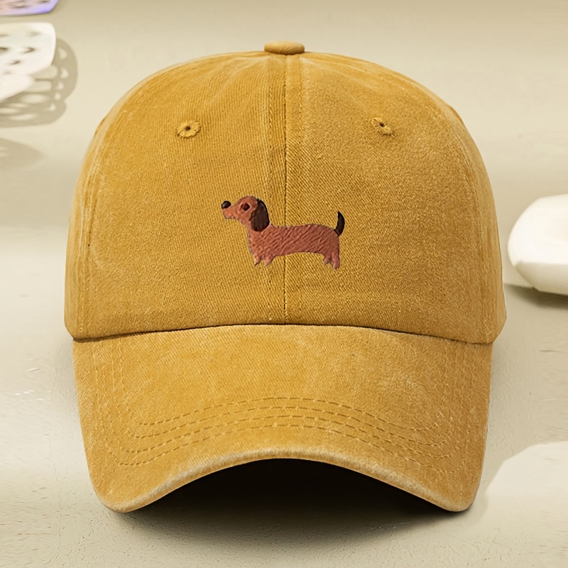 dachshund embroidery washable baseball cap outdoor casual embroidered baseball cap thin distressed spring summer baseball cap couple   duckbill cap