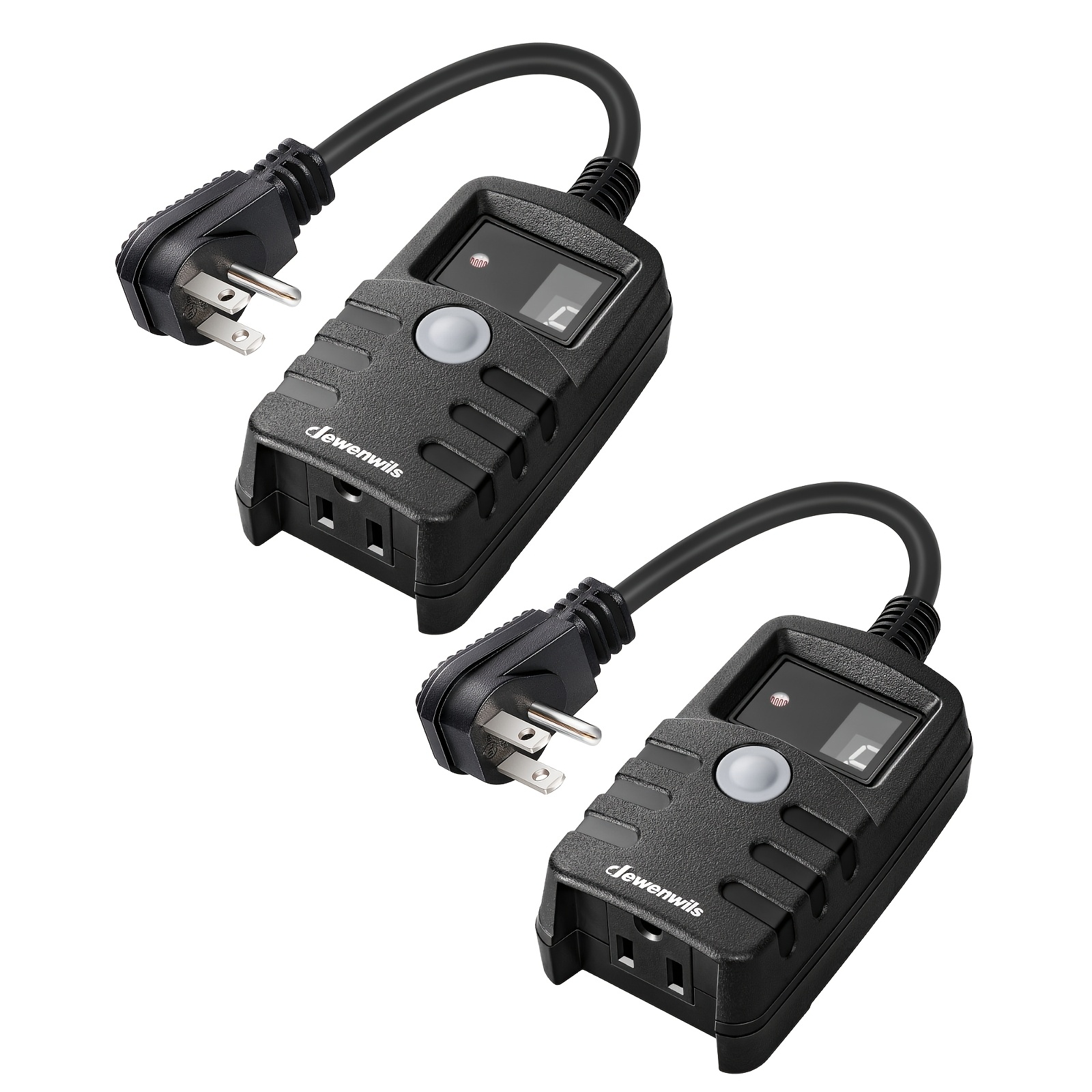 TEMU Lot de 2 interrupteurs de prise avec minuterie à photoélectrique et prise de masse, minuterie marche/arrêt adaptée pour guirlandes lumineuses,