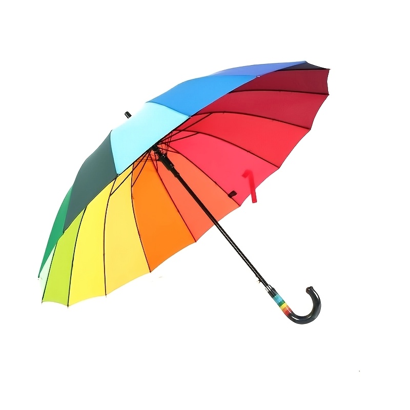 Rainbow 16 Rib Umbrella, Reinforced Windproof Sunshade