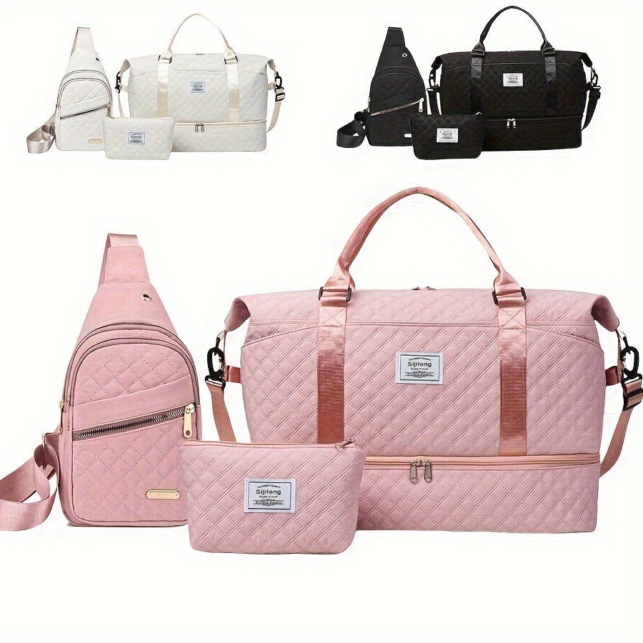 

3pcs Sac Multifonctionnel de Grande pour l'Extérieur, Adapté pour et le Fitness, Sac de Voyage pour Femmes, Sac de Sport , Sac à Épaule, Trousse de Toilette