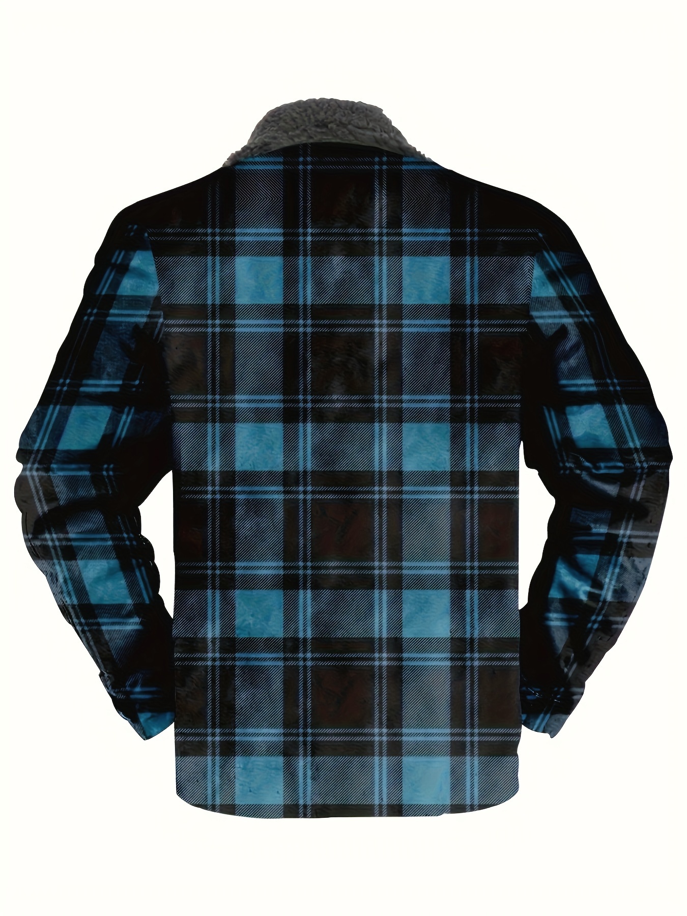Men's Warm Fleece Zip Coat Casual Lapel Plaid Retro Warm - Temu