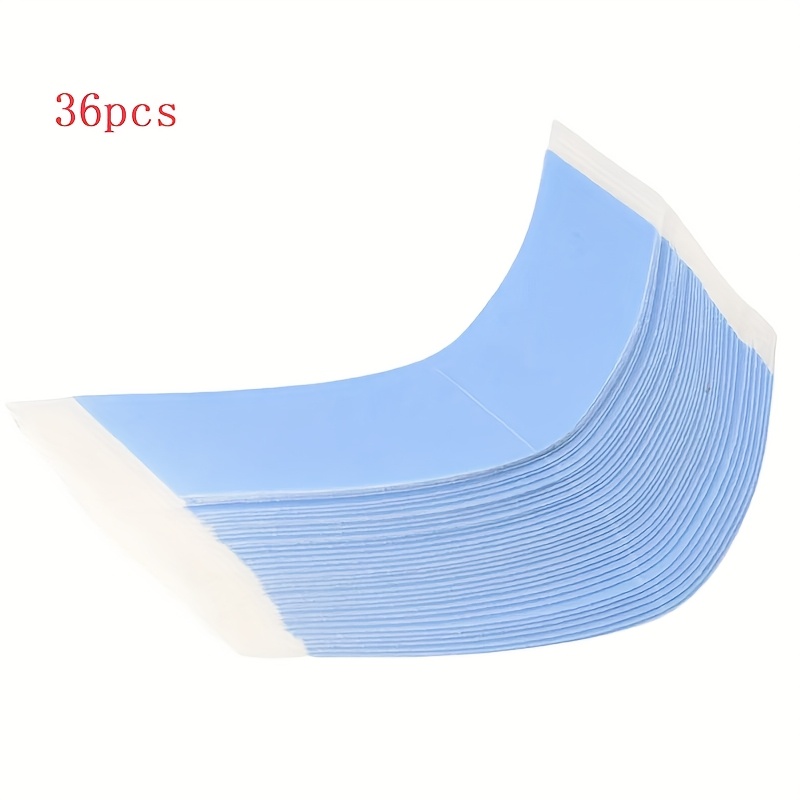 TEMU 36pcsstrong Hold Hair Wig Tape - Waterproof, Sweatproof Double-sided Adhesive Strips For Toupees, Lace & Extensions, Light Blue, Easy To Apply &