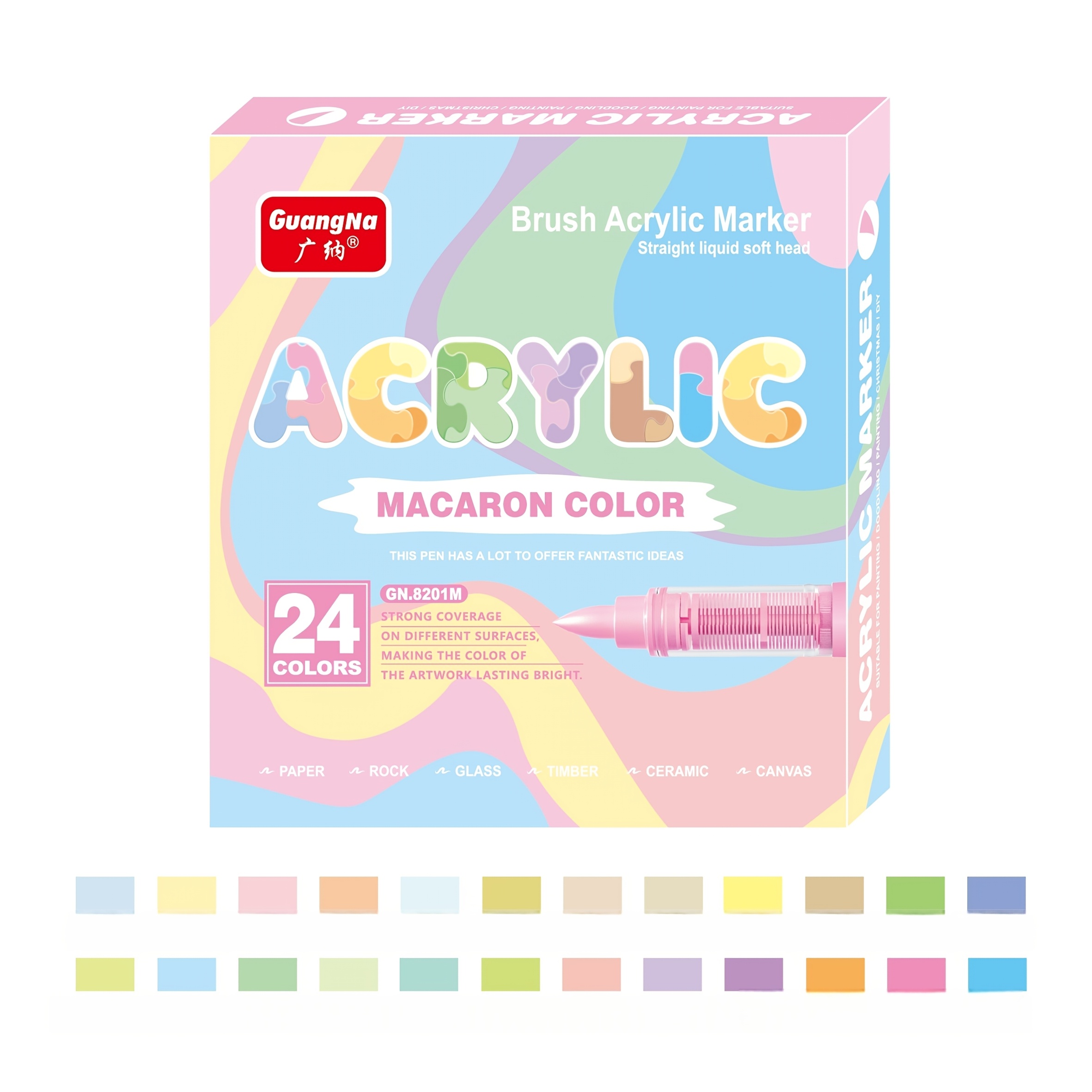24-color Straight Liquid Macaron Marker, Soft Head Drawing Pen, Anime Drawing Pen, Macaron Marker, Art Specific Marker, Suitable For Professional Art