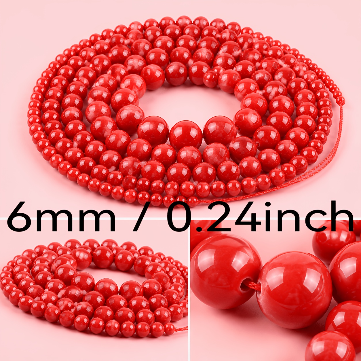 TEMU 4/6/8/10/12mm Round Beads-loose Gemstones For Making Natural Beads 4mm Artisan Bead89-91pcs 6mm Artisan Bead59-61pcs 8mm Artisan Bead46-48pcs