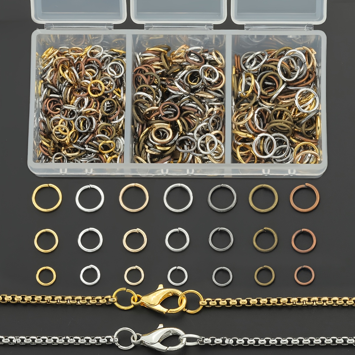 1000pcs Mixed Color Open Jump Rings for Jewellery Making