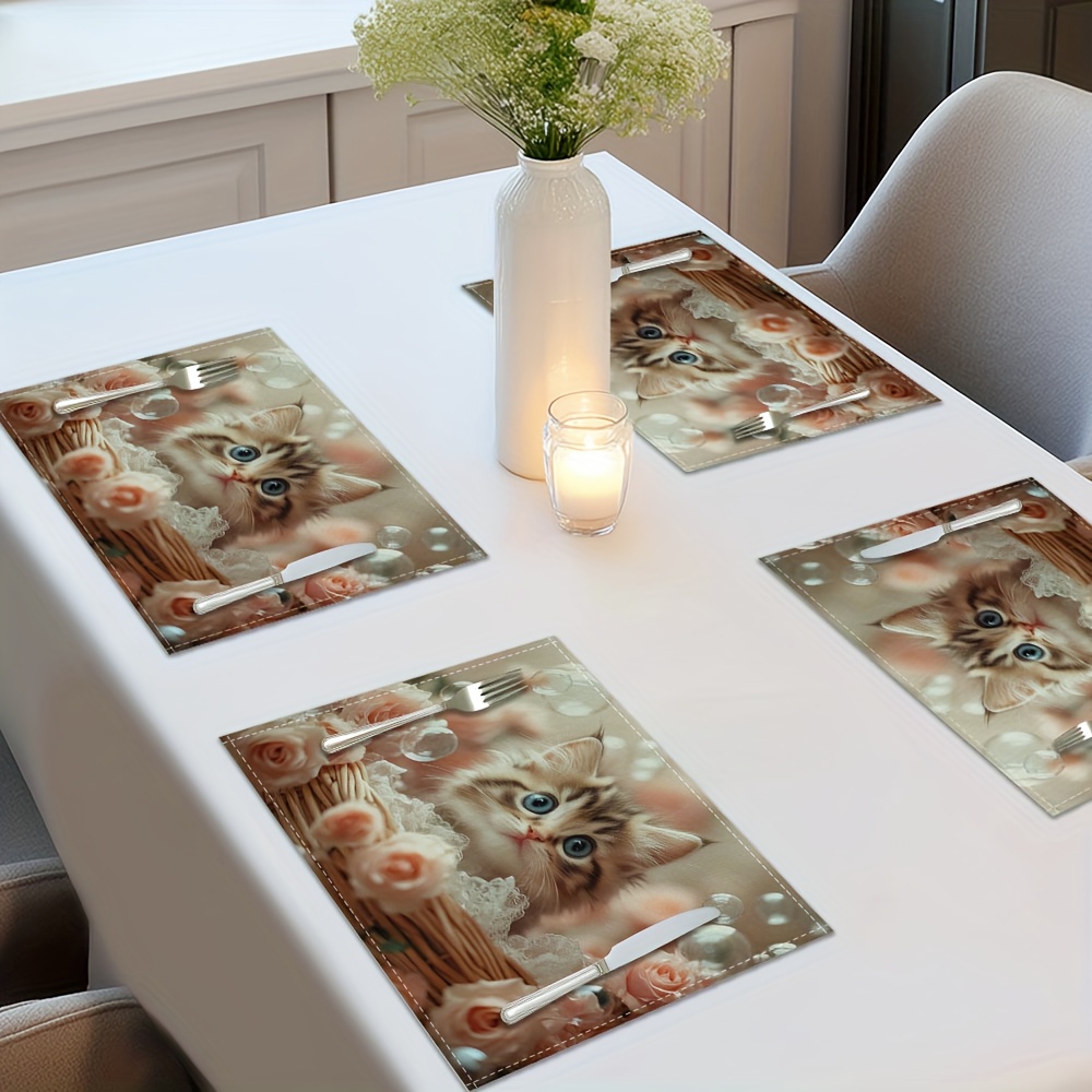 Set van 4 placemats met schattig katten design voor tafel_voghion.com