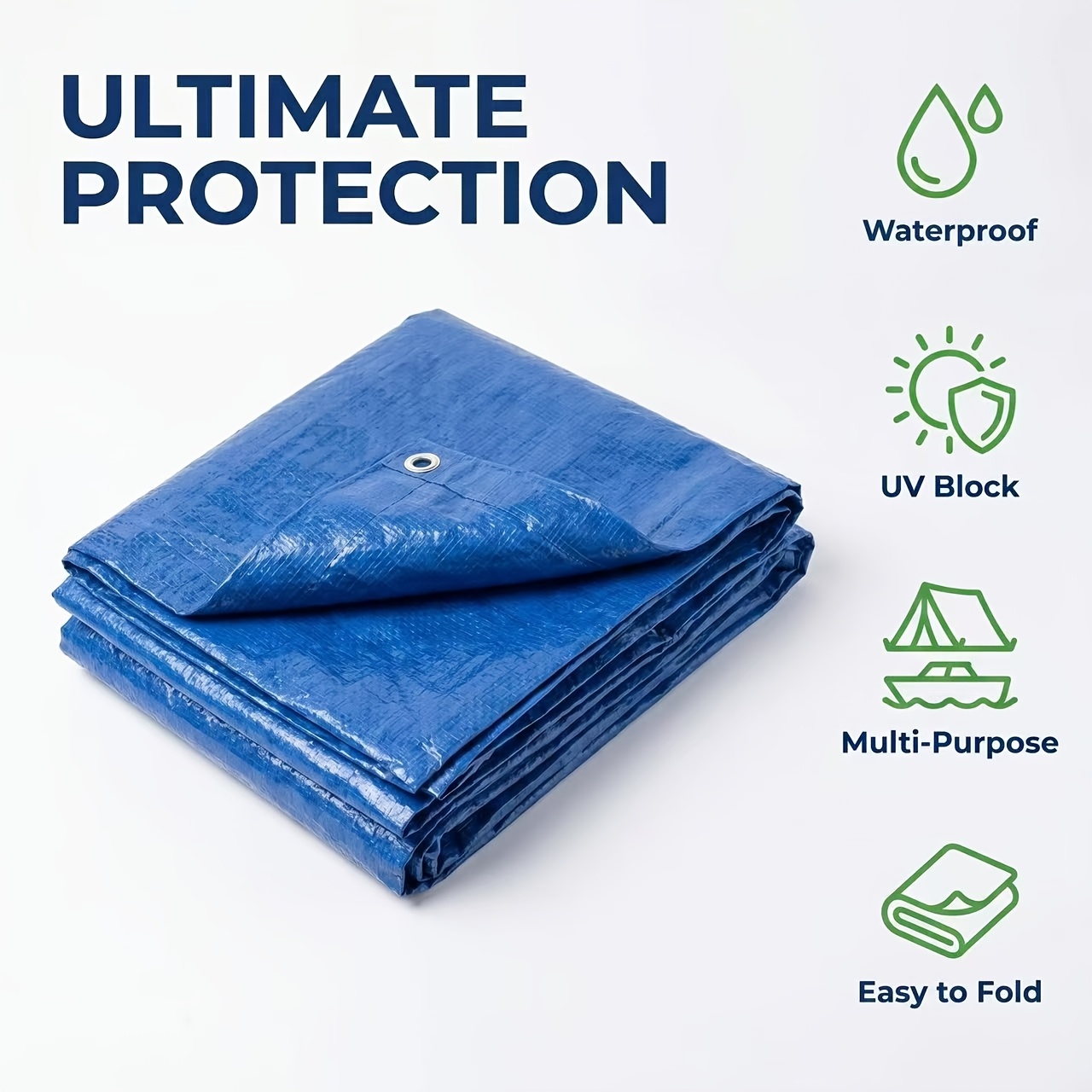 TEMU Tarp, Blue Tarp Waterproof, 3.5 Mil Thick Camping Tarp For Car, Boat, Storage Cover, Upgraded, Camping Diy Home Cover.