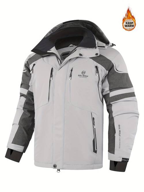 mens winter thickened jacket thickened warm ski jacket mens hooded mountain jacket korean style fashionable casual jacket multi pocket mens ski jacket
