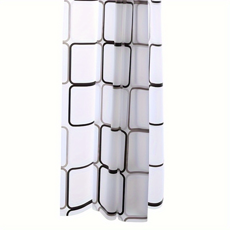 Long Bathroom Shower Curtain with Ring Hooks, Washable Design