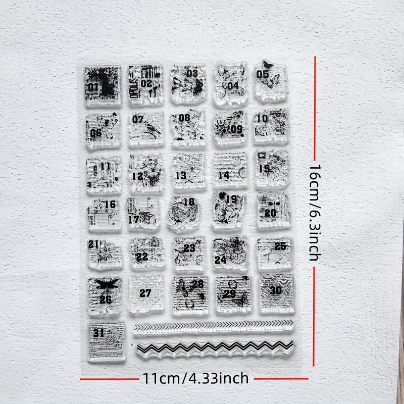 Image of 1pc Calendar Stamp, Transparent Flower Seal For Card Making Diy Photo Scrapbooking Paper Cards Album Craft Supplies