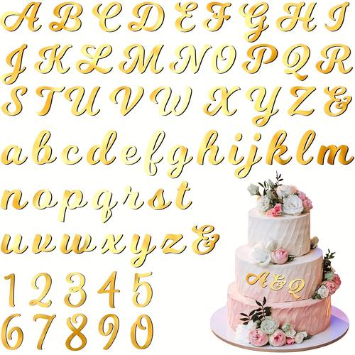64pcs acrylic cake alphabet numbers topper mirror number 0 9 and z diy cake picks decor anniversary wedding baby shower party supplies golden halloween christmas for christmas newyear valentine party events