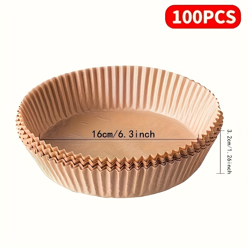 TEMU 100pcs Parchment Lining Baskets For Air Fryers - Waterproof, Heat-resistant, Ideal For 9-inch Air Fryers, Frying Chicken, , And More, Air Fryer
