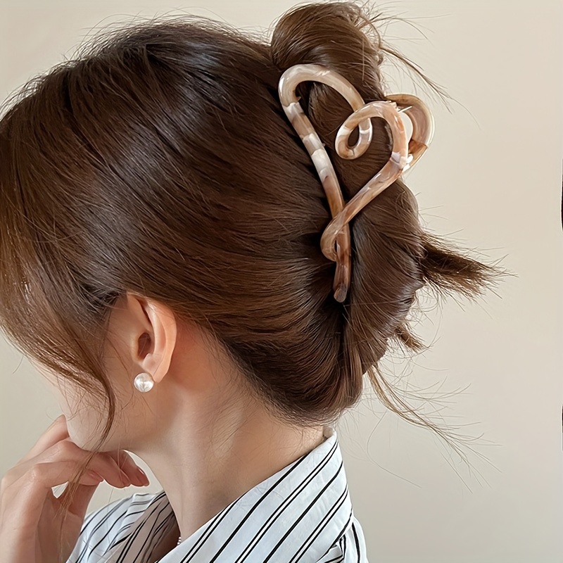 

Barrette à cheveux vintage en acrylique avec motif cœur - Accessoire pour cheveux de style rétro pour adultes