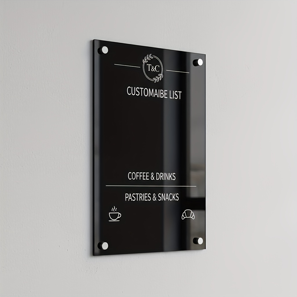 TEMU Custom White Acrylic Shop List - Premium Creative Menu Board With Customizable , Durable Wall-mounted Sign For Bubble Tea Shops, Cafes,