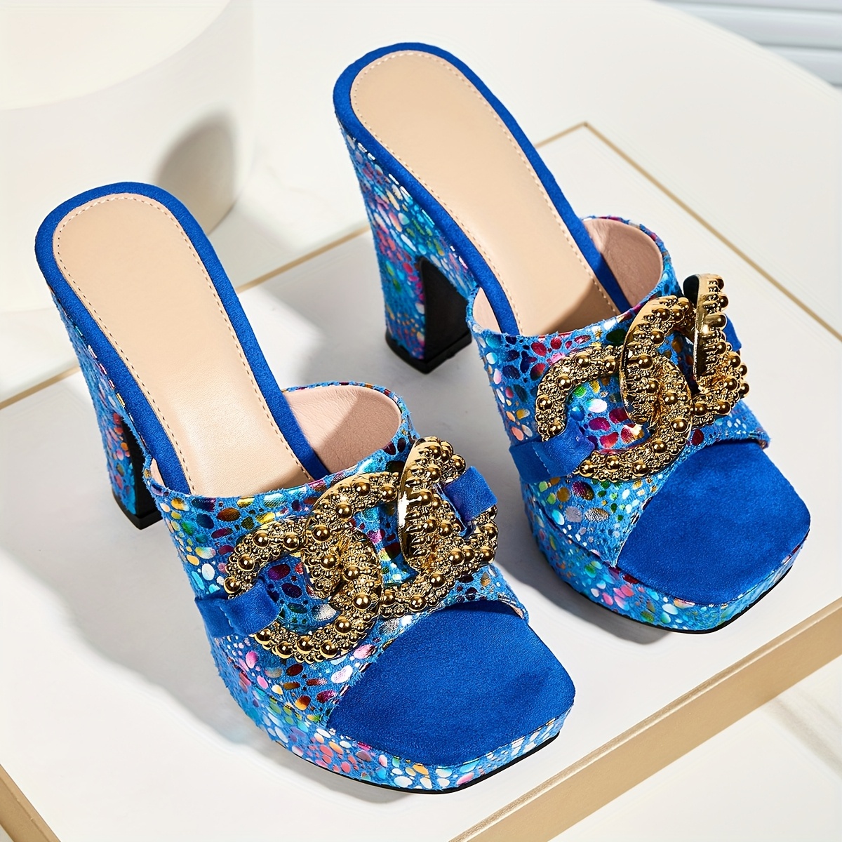 womens casual high heel sandals comfortable and versatile   toe slip on sandals suitable for any occasion women shoes Product details 1