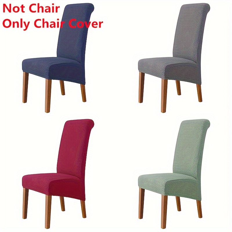 

1pc Jacquard Dining Chair Cover Elastic Spandex High Back Chair Slipcovers Solid Color Chair Slipcovers For Kitchen Hotel Banquet Home Decor