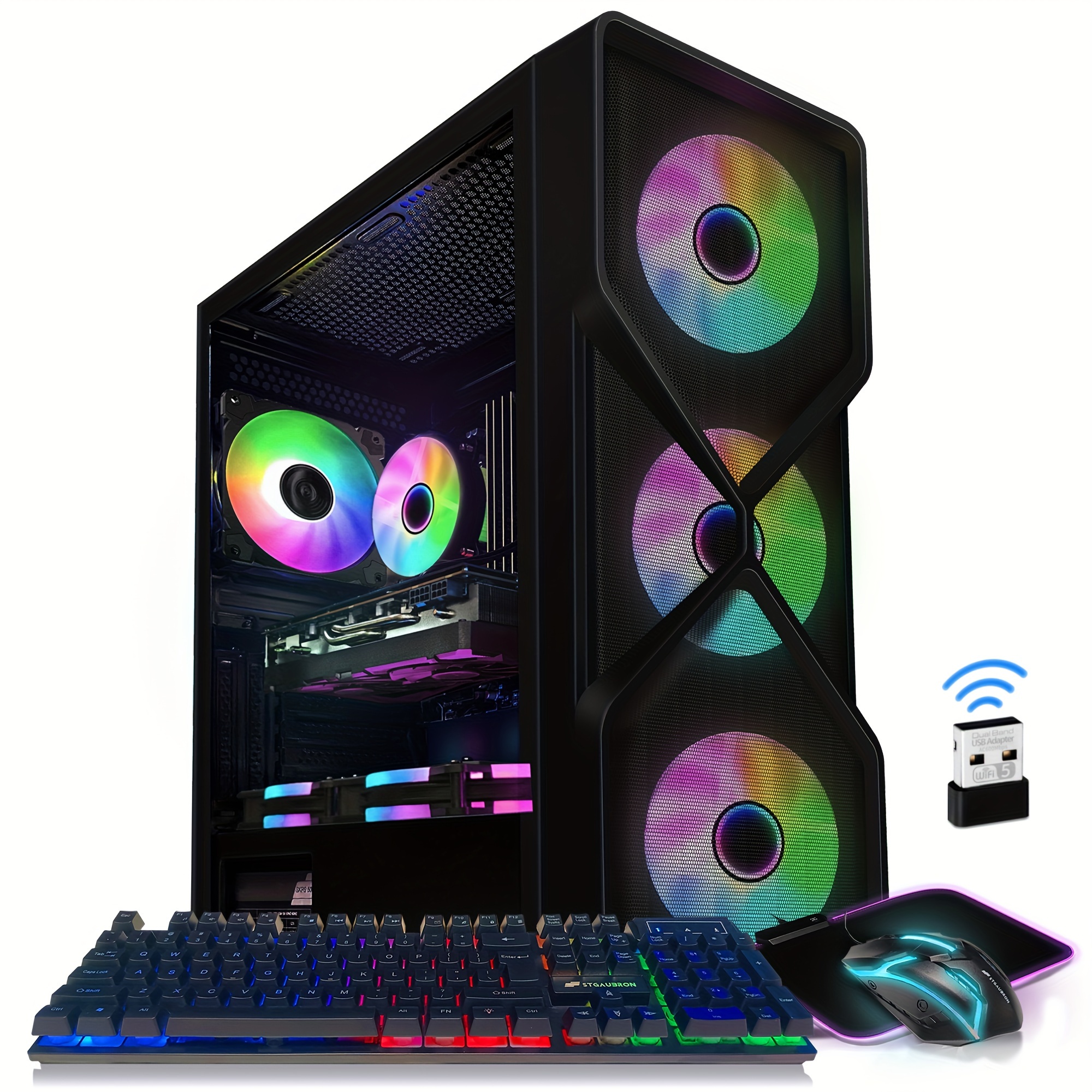 

Stgaubron Gaming Desktop Pc, Core I7 3.4g Up To 3.9g, 32g Ram, 1t Ssd, Rx 5700 Xt 8g Gddr6, 600m Wifi, Wireless 5.0, Rgb Fan X 6, Rgb Keyboard & Mouse & Mouse Pad, W10h64