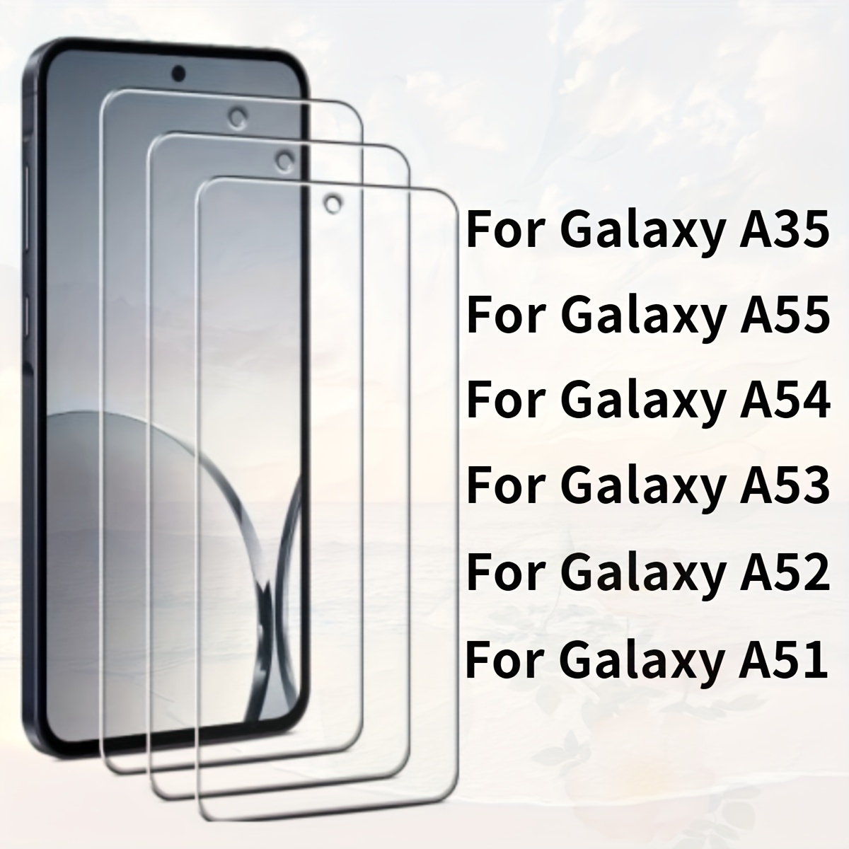 

Lot de 3 Protecteurs d'Écran en Verre Trempé pour Samsung A55 / A54 / A53 / A52 / A51 / A35, 9H, Facile à Installer, aux Rayures, Bulles, Verre Trempé