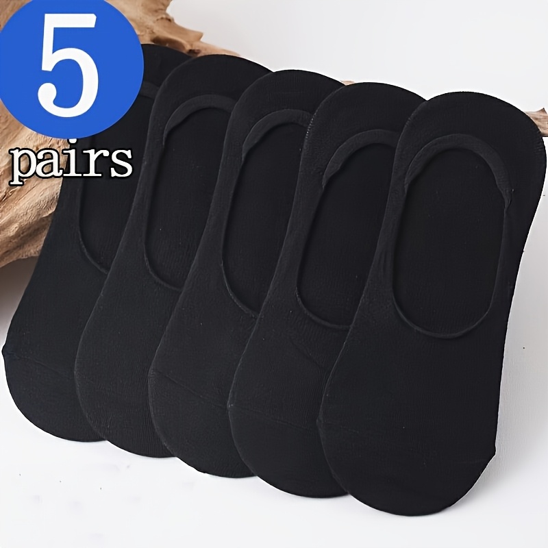TEMU 5 Pairs Men's Summer Breathable Invisible Non-slip Boat Socks - Comfortable Solid Color Casual & Formal Socks For Men And Women, Nonslip Socks | Minimalist Socks | Noshow Socks