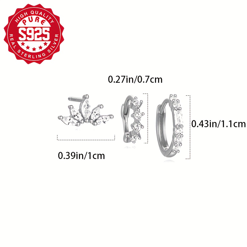 925 Silver CZ Teardrop Earring Set for Women