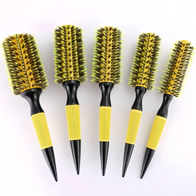 TEMU 5 peignes à cheveux ronds pour coiffure, une brosse à cheveux conçue pour boucler, avec une cylindrique pour créer des boucles rétractées,