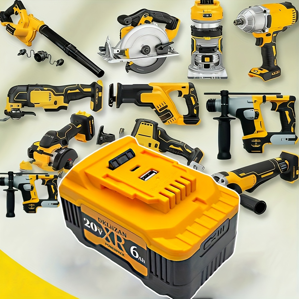 item picture 20vmaxfor for dewalt 6 0ah electric tool lithium batteries with usb and type c   for dewalt 20v xr max lithium ion batteries the operation is simple with led lights versatile     tools for diy enthusiasts