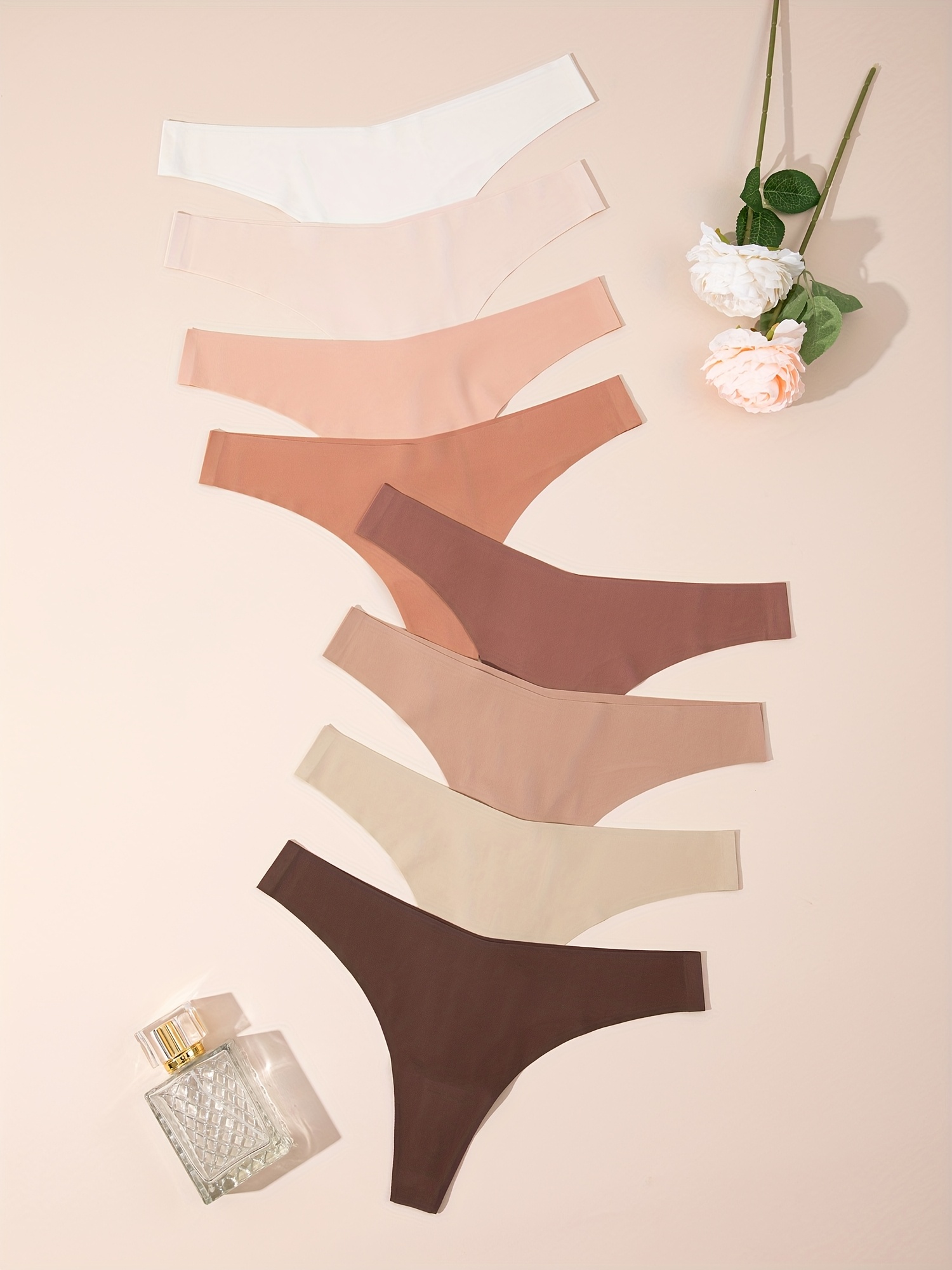 8 piezas de   sin costuras de color  , bragas   de tiro  , ropa interior cómoda, transpirable y elástica, lencería y bragas para mujer